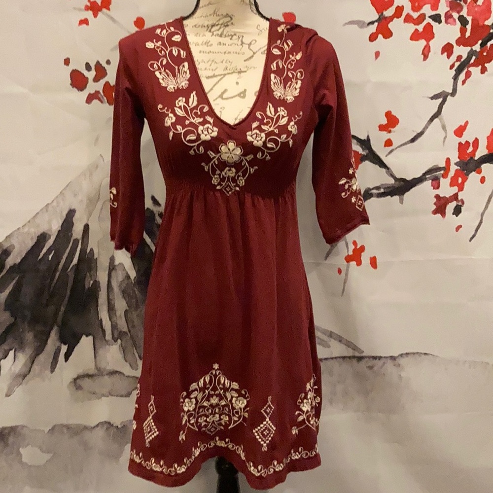 Johnny Was size small maroon floral dress